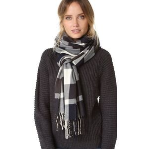 NWT Plush Women's Ultra Soft Plaid Scarf, Navy/Charcoal/White,‎ One Size D1
